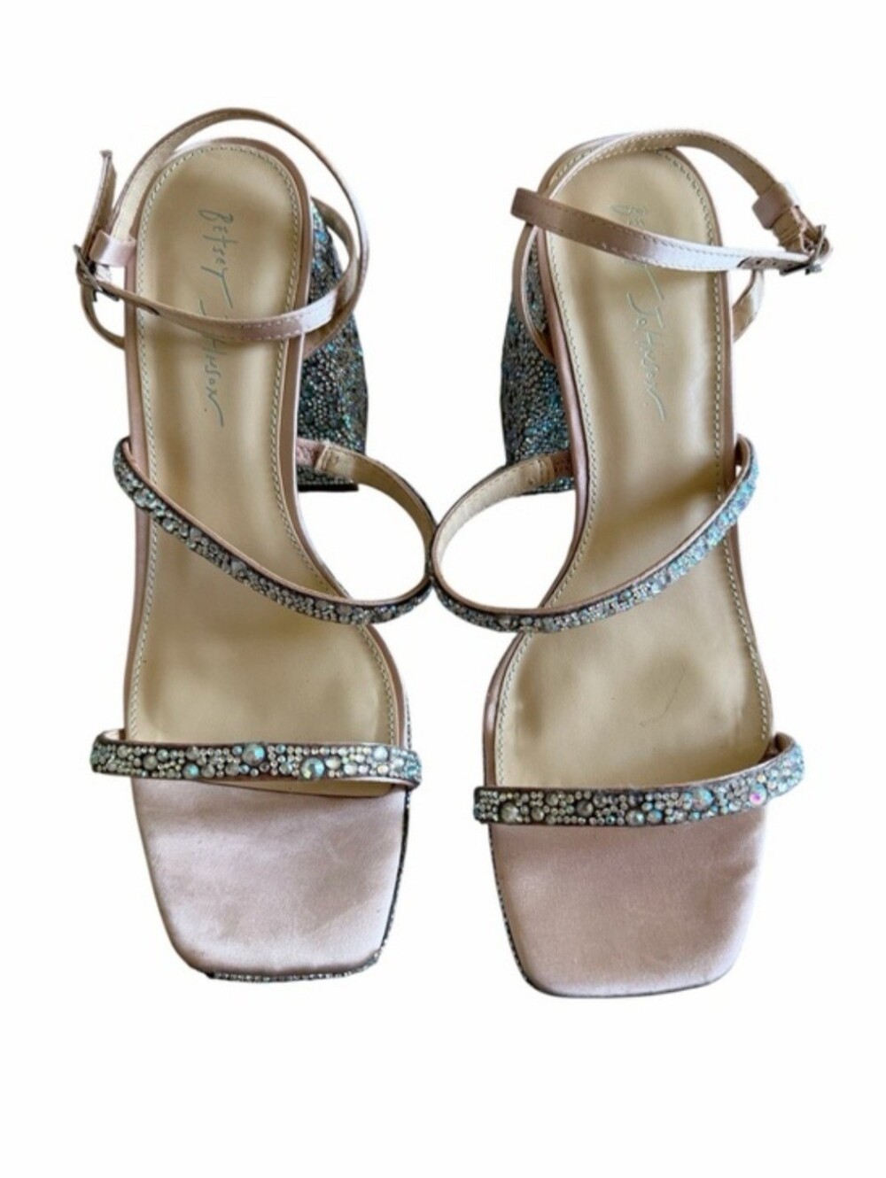 Betsey Johnson Denni Rhinestone Platform Heels Bridal Bedazzled Size 9.5 - Picture 3 of 8
